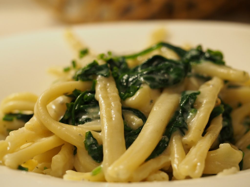 Nahaufnahme der Gorgonzola Pasta