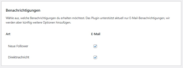 Einstellungen der Benachrichtigungen