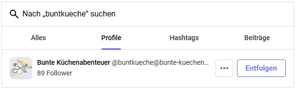 Das Blogprofil in der Suche im Fediverse