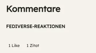 Kompakte Ansicht der Reaktionen aus dem Fediverse ohne Avatare der User