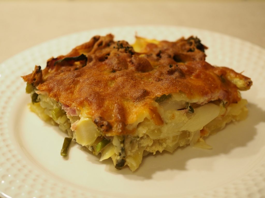 Spargel-Kartoffel Auflauf mit Brokkoli und Schinken (5 Portionen)