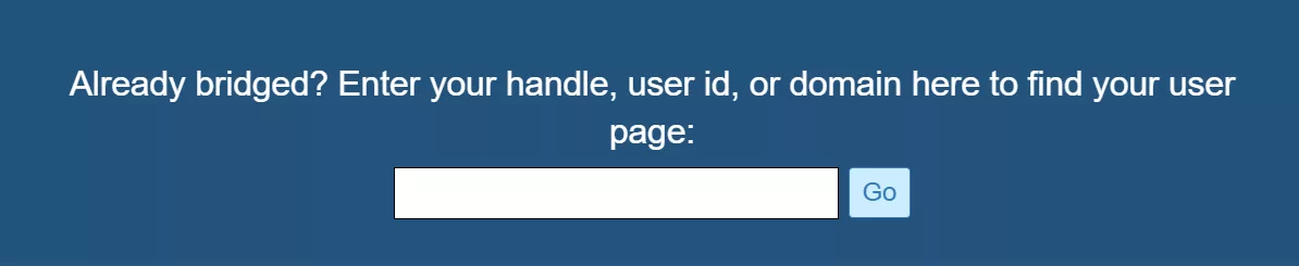 Eingabefeld zum Aufrufen des Profiles der jeweiligen Bridge.