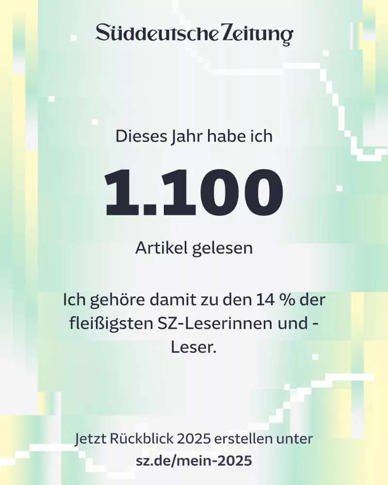 Ein Bild aus der Jahreszusammenfassung der Süddeutschen Zeitung bezüglich meines Leseverhaltens. Das Bild zeigt, dass ich mit 1100 gelesenen Artikel zu den 14% der fleißigsten Lesern gehöre.