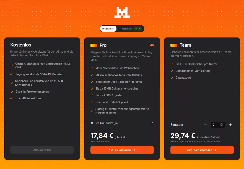 Screenshot vom 04.04.2026 bzgl. der Abo-Modelle als registrierter User