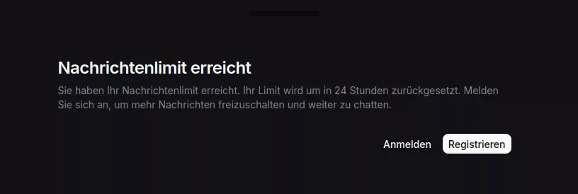 Nachricht bei Erreichung des Nachrichtenlimits