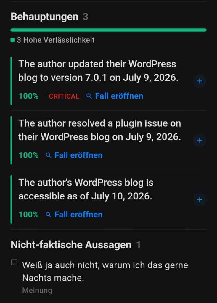 Details des Faktenchecks für einen Beitrag
